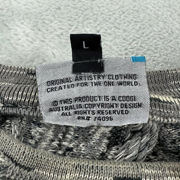 Coogi Australia Knit Grey Sweater Men's Size Large Vintage - Picture 7 of 13